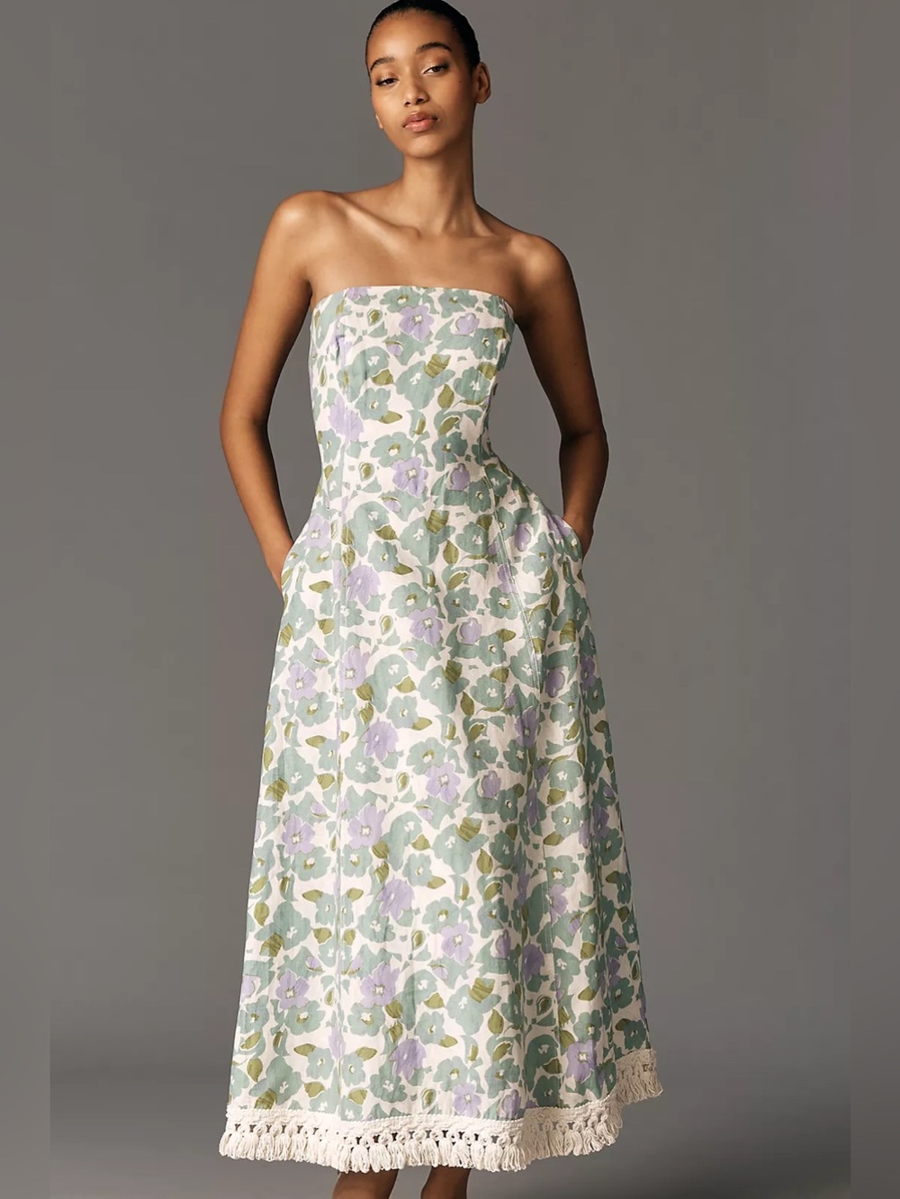 Anthropologie Lovaan Philippa Linen Floral Dress